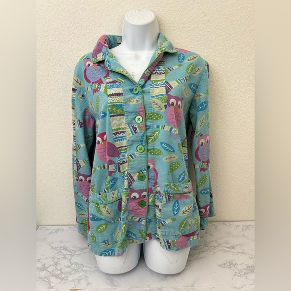 Nick & Nora Other - Nick And Nora Winter Owl Pajama PJ Lounge Top Size M Multicolor Button Down